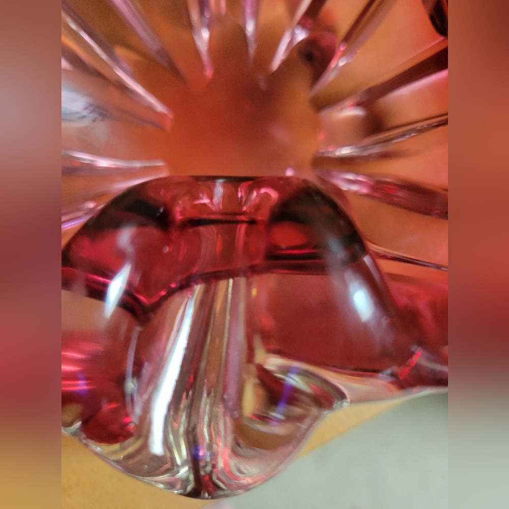 VTG MCM Murano Sommerso Art Glass Ashtray Bowl Square Cranberry Hand Blown RETRO - Picture 14 of 16